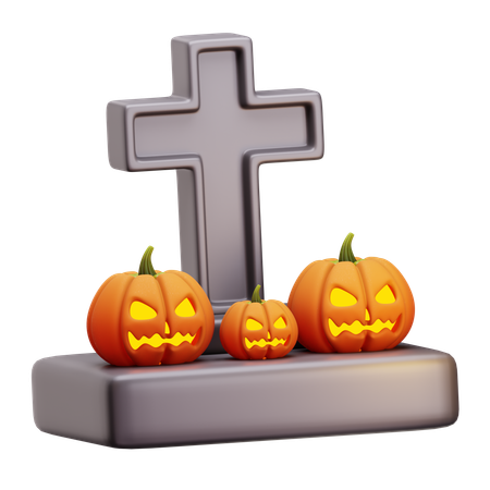 Grabstein mit Jack O Lantern  3D Icon