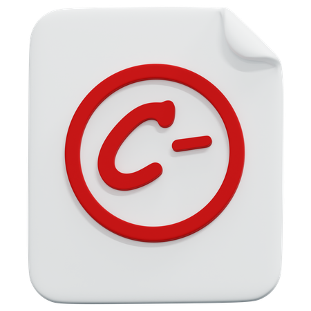 Grade C Minus Paper  3D Icon