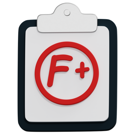 Grade F Plus Clipboard  3D Icon