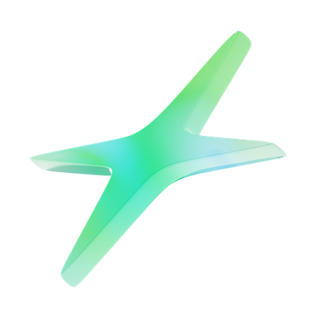 Gradient Green Y 2 K Italic Star Shape  3D Icon