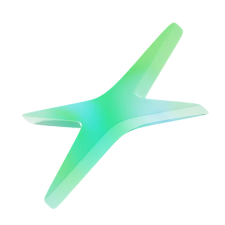 Gradient Green Y 2 K Italic Star Shape  3D Icon