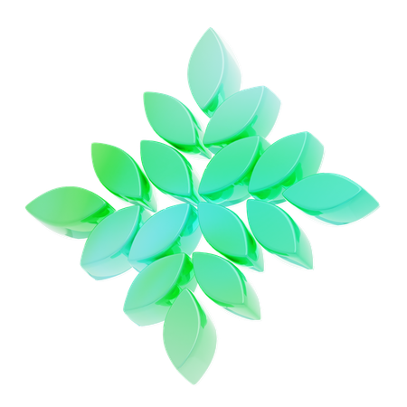 Gradient Green Y 2 K Leaf Shape  3D Icon