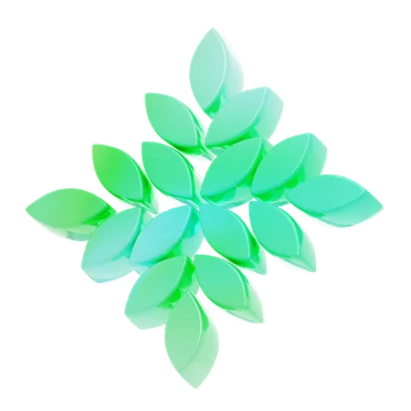 Gradient Green Y 2 K Leaf Shape  3D Icon