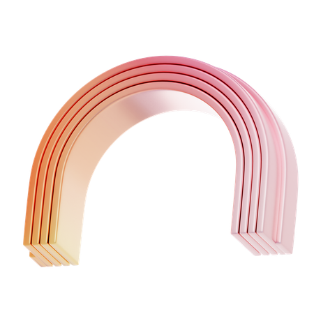 Gradient Orange Y 2 K Curved Line Shape  3D Icon