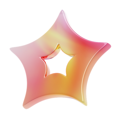 Gradient Orange Y 2 K Five Pointed Star Shape  3D Icon