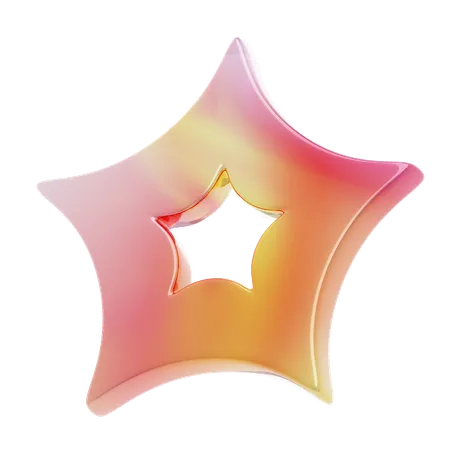 Gradient Orange Y 2 K Five Pointed Star Shape  3D Icon