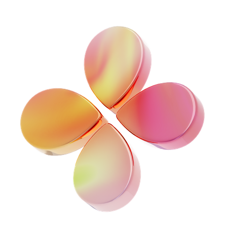 Gradient Orange Y 2 K Four Rounded Petal Flower Shape  3D Icon