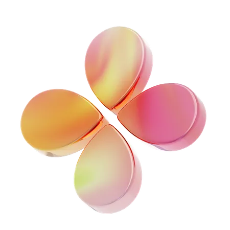 Gradient Orange Y 2 K Four Rounded Petal Flower Shape  3D Icon