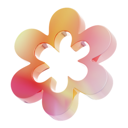 Gradient Orange Y 2 K Rounded Flower Shape  3D Icon