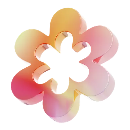 Gradient Orange Y 2 K Rounded Flower Shape  3D Icon