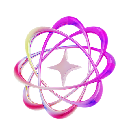 Gradient Pink Y 2 K Star With Four Oval Line Shape  3D Icon