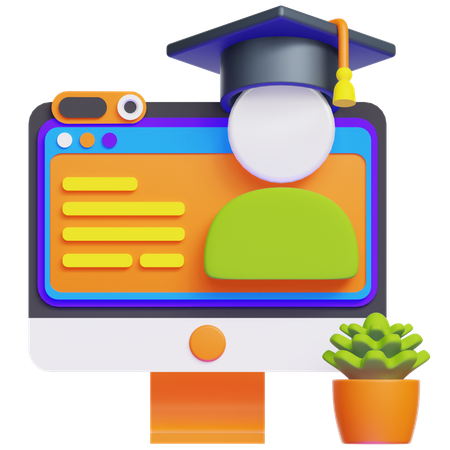 Graduação on-line  3D Icon