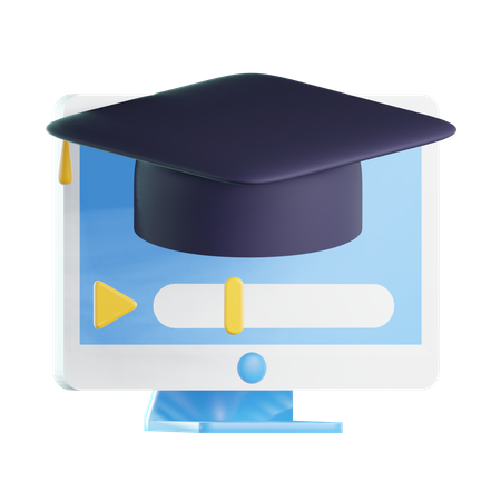 Graduação on-line  3D Icon