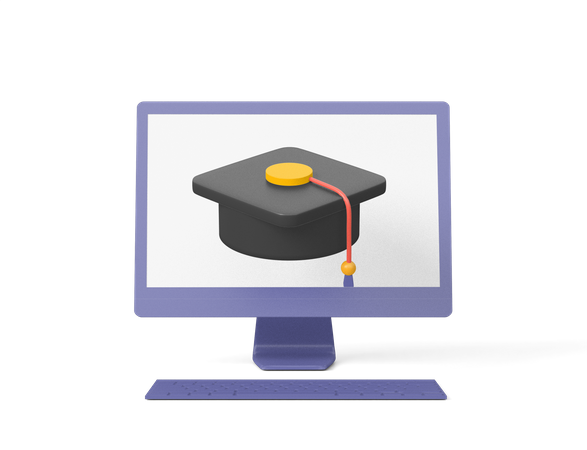 Graduação on-line  3D Icon