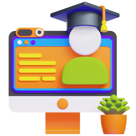 Graduación en línea  3D Icon