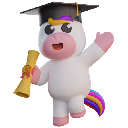 Graduación de unicornio  3D Illustration