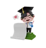 Graduate boy holding blank paper