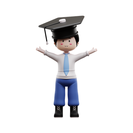 Graduate Boy Student  3D Illustration