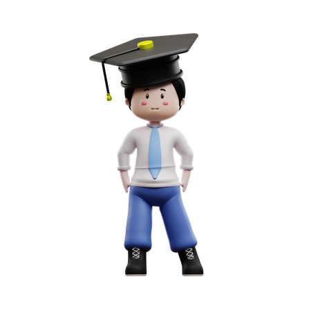 Graduate Boy Student 3D Illustration