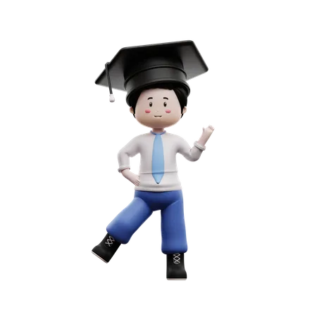 Graduate Boy Student Dancing  3D Illustration