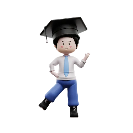 Graduate Boy Student Dancing 3D Illustration