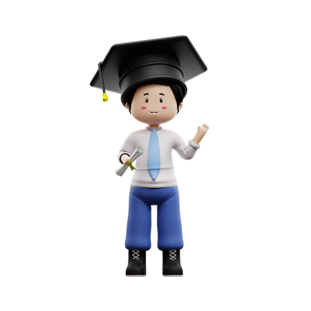 Graduate Boy Student With Certificate  3D Illustration