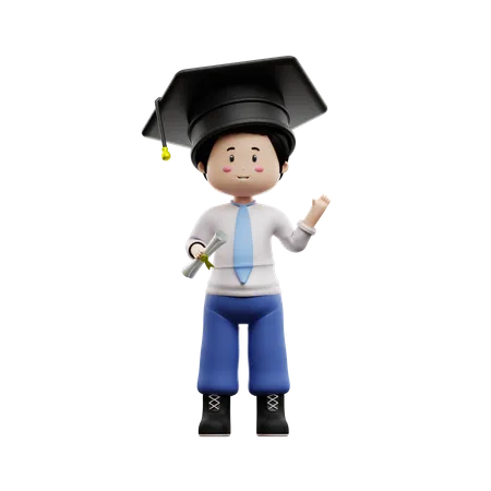 Graduate Boy Student With Certificate  3D Illustration