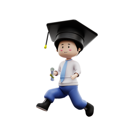 Graduate Boy Student With Certificate  3D Illustration