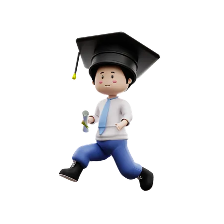 Graduate Boy Student With Certificate  3D Illustration