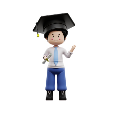Graduate Boy Student With Certificate 3D Illustration