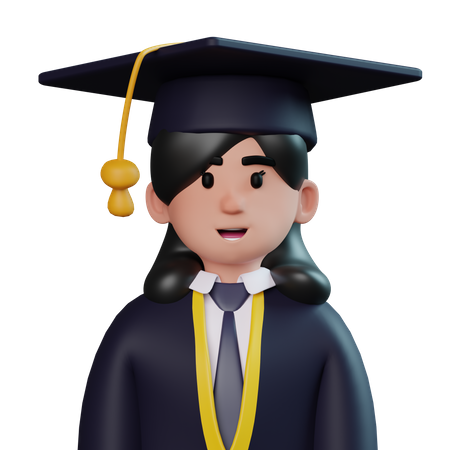 Graduate Female Student  3D Icon