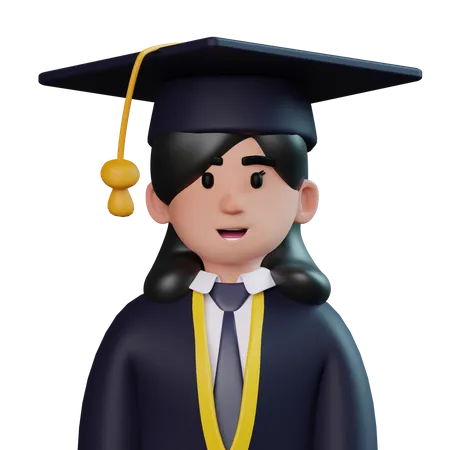 Graduate Female Student  3D Icon