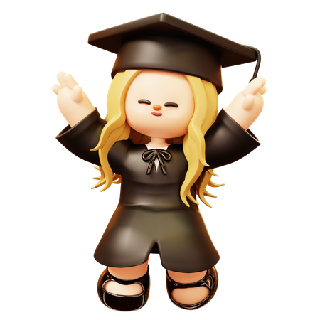 Graduate girl is dancing  3D Icon