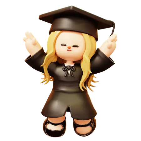Graduate girl is dancing  3D Icon