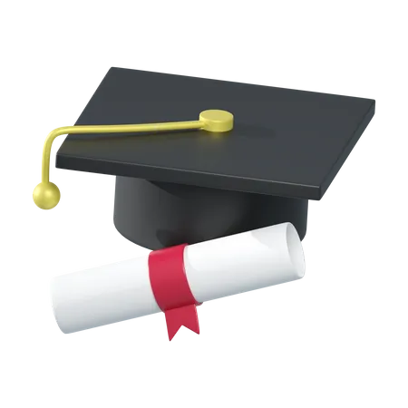 3 D Rendering Of Graduate Hat And Certificate Paper Icon Isolated 3D Illustration