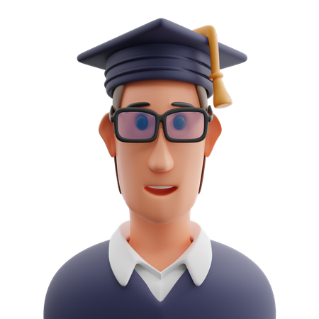 Graduate man avatar  3D Icon