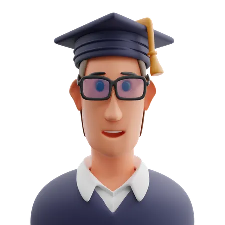 Graduate man avatar  3D Icon