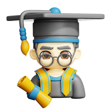Graduate Student Man  3D Icon