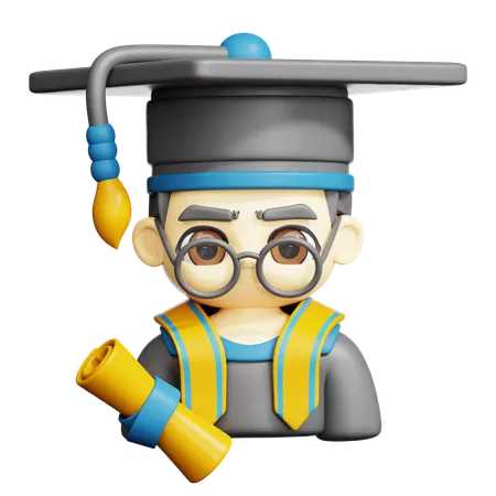 Graduate Student Man  3D Icon