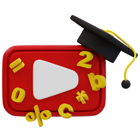 Graduate to Success with YouTube Education  3D Icon