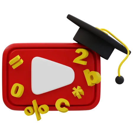 Graduate to Success with YouTube Education  3D Icon