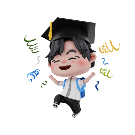 Graduated boy  3D Illustration