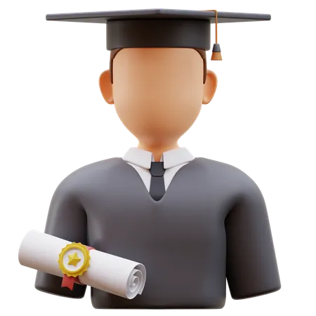 3 D Illustration Graduate Student Wearing Academic Robe And Graduation Cap Man Graduation 3 D Character Illustration 3D Icon