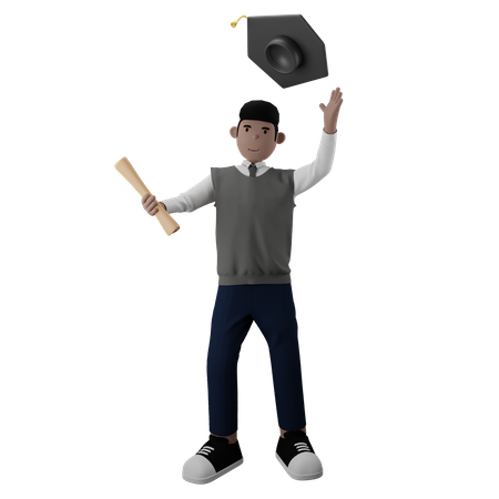 Graduated male student  3D Illustration