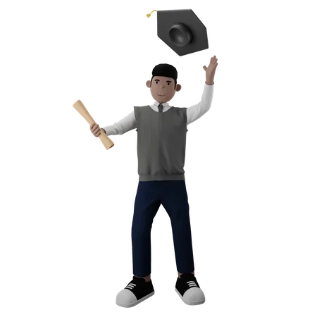 Graduated male student  3D Illustration