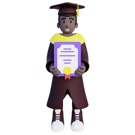 Graduated student holding certificate  3D Illustration