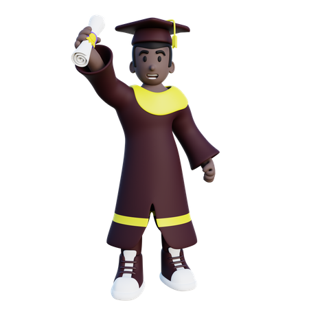 Graduated student holding degree  3D Icon
