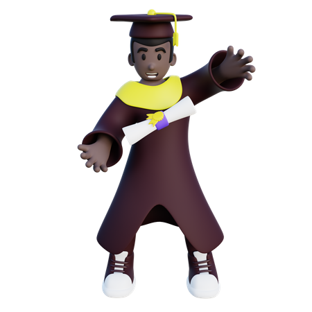 Graduated student with degree  3D Icon