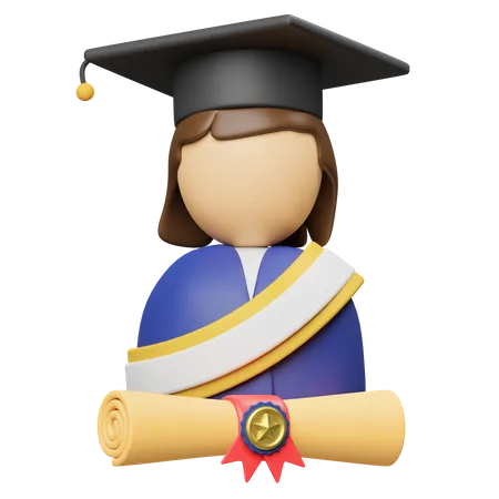 Graduated Woman  3D Icon