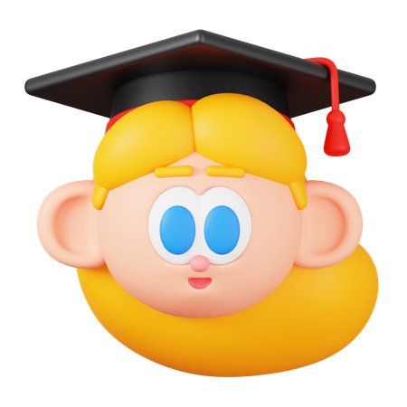 Graduating Student Head  3D Illustration